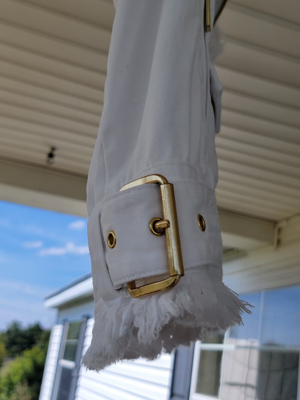 Michael Kors White Short-Sleeve Frayed Moto Denim Jacket Sz M MSRP $175.00 - Picture 10 of 11
